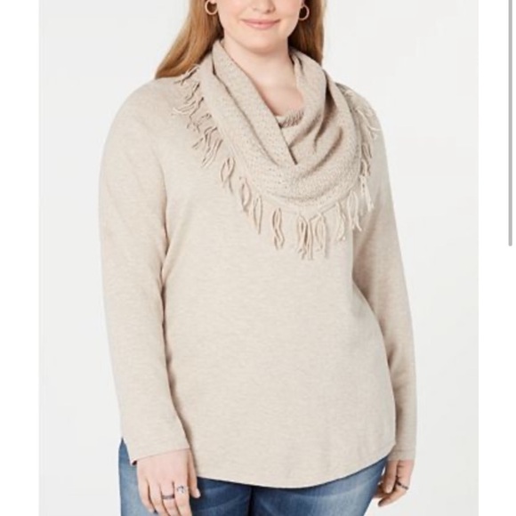 Style & co fringed cowl-neck maroon sweater! - Picture 3 of 5